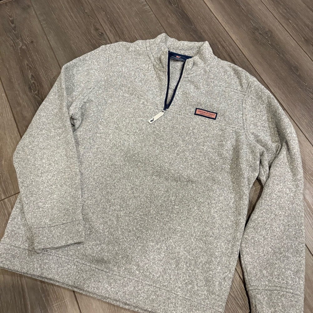 Men's Vineyard Vines Gray Quarter-Zip Sweater Fleece Shep Shirt size large L